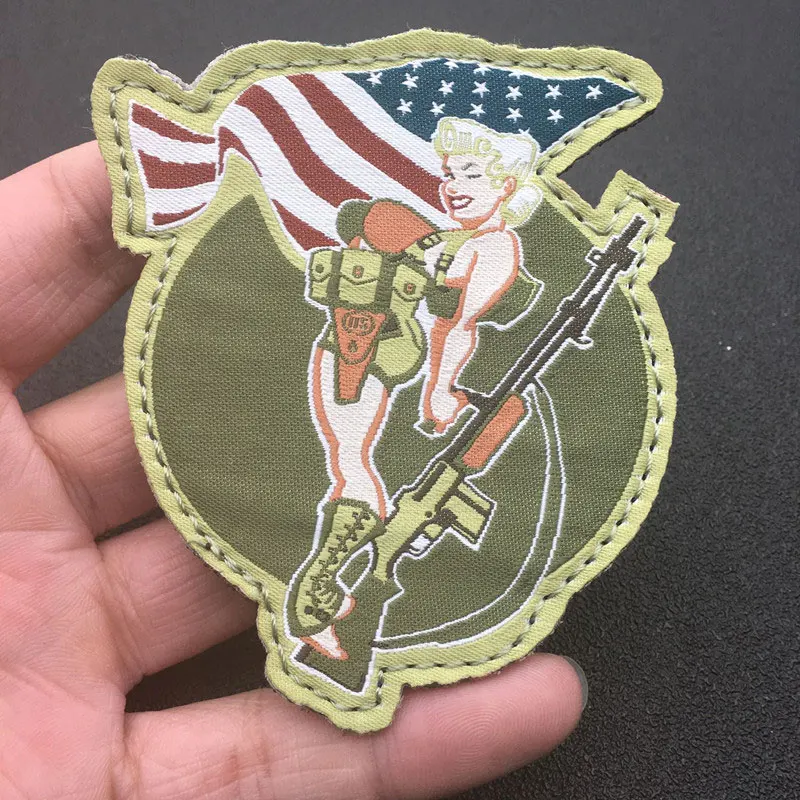 1 шт. Военная нашивка с вышивкой Красивая богиня рисунком пистолета Тактический
