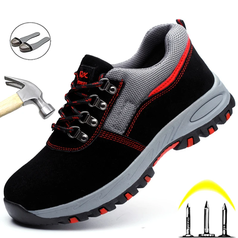 Zapatos de seguridad indestructibles para hombre, calzado de trabajo antiperforación, para senderismo, con punta de acero antigolpes