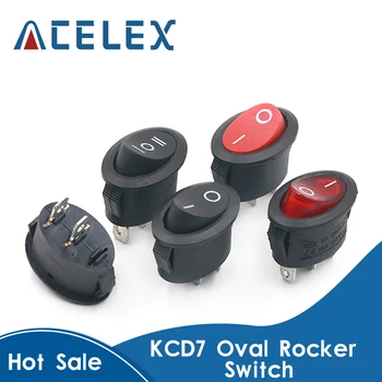 

5Pcs 26x14mm KCD7 Oval Push Button Rocker Switch 6A 250V 10A 125V AC Toggle IO On-Off Car Boat Power Switch 2Pin 3Pin LED Light