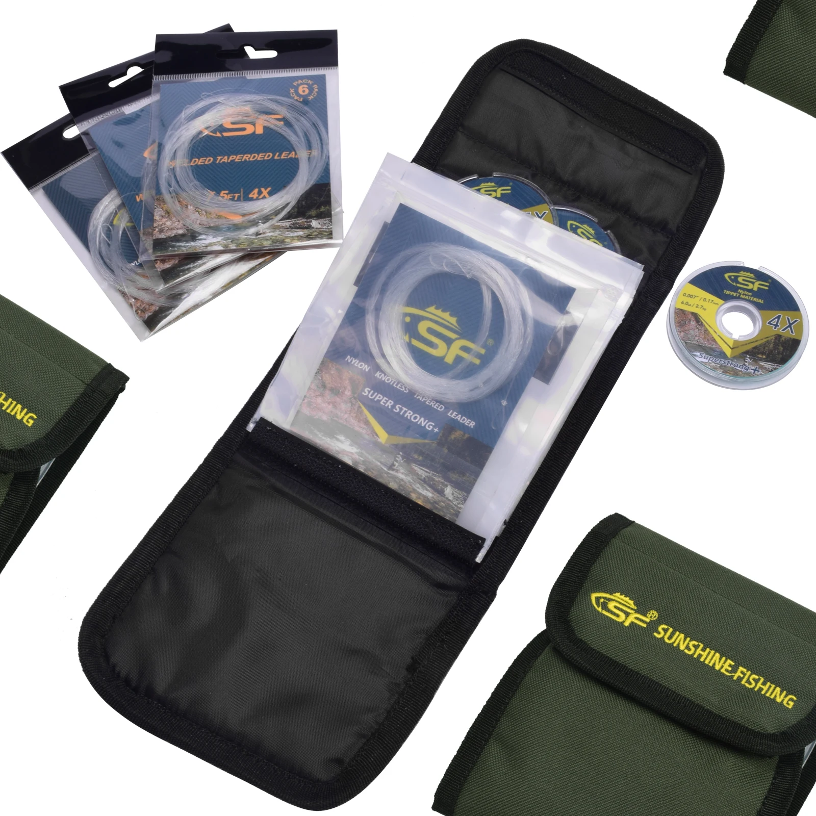 SF Fly Fishing Leader Wallet Tippet Tapered Leader Polyleader 12Pcs Detachable Clear Re-sealable Pockets Case Storage Accessorie