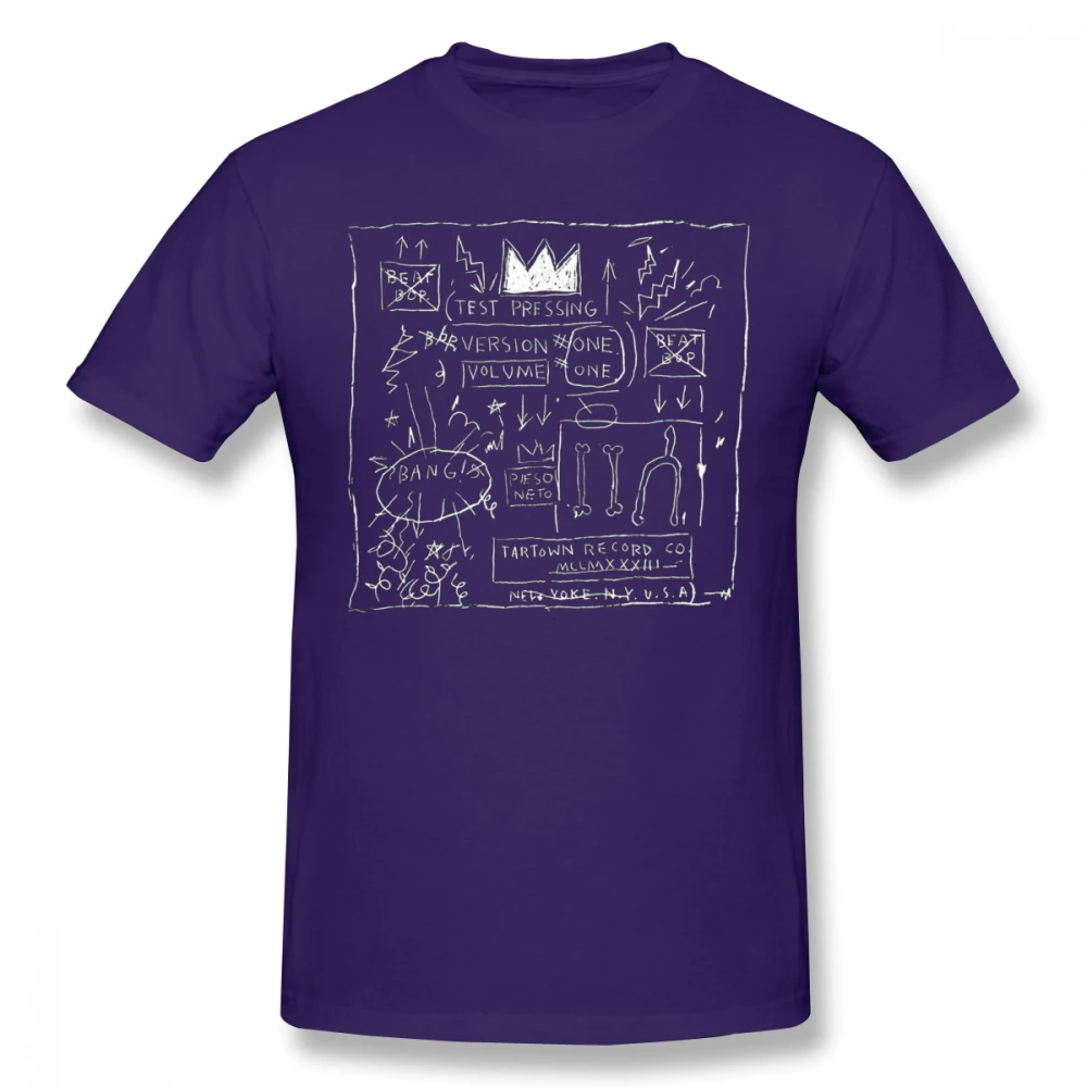 Purple Футболка one yona Basquiat JEAN MICHEL BASQUIAT BEAT BOP ALBUM FAN ART, футболка из 100 хлопка, большие размеры, забавная модная футболка - Цвет: Purple