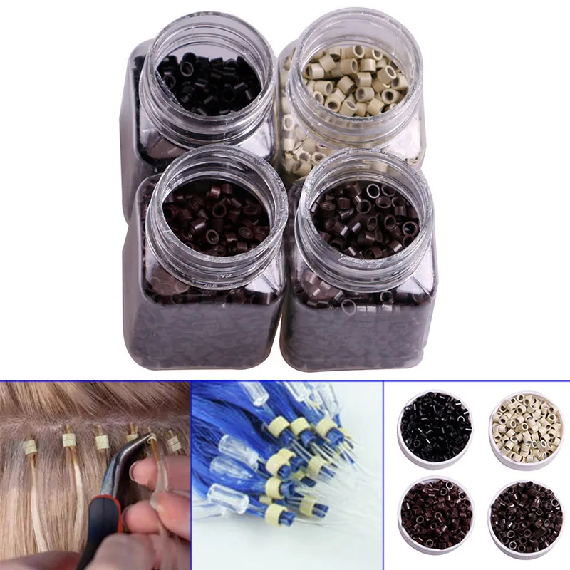 500 Pcs Silicone Micro Link Rings 4.5mm Lined Beads for Hair Extension Tool Hair Extension Buckle Extension Tool Hairdressing