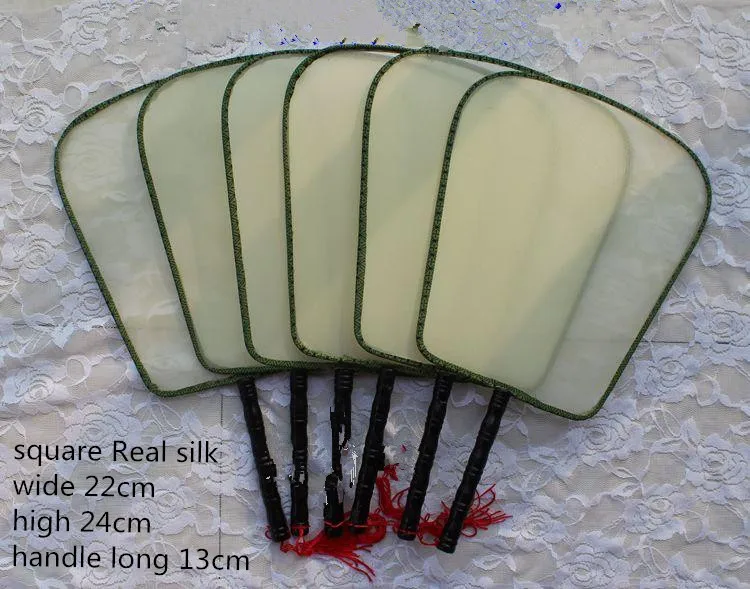 White Vintage Personalised Silk Hand Fan Handle Round Chinese Hand Held Fans Child Student DIY Fine Art Program Painting 100 pcs
