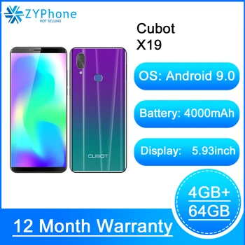 

Cubot X19 Smartphone Helio P23 Octa-Core 5.93" 2160*1080 FHD Display 4000mAh 4GB 64GB Face ID Type-C Twilight Gradient Color