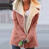 Women Winter Warm Coat Solid Color Buttons Lapel Turn-down CollarPlush Thick Outerwear Jacket Casual Femal Pink Grey streetwear ► Photo 3/6