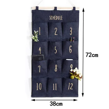 

Denim wall hanging wall hanging storage bag hanging bag door wall mobile phone storage finishing multi-layer pocket 12 pocket