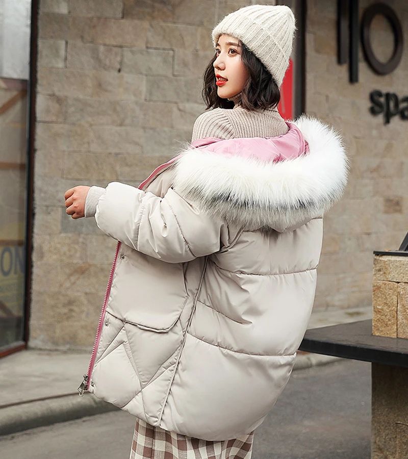 Зимняя женская куртка большого размера Женская Плюс Размер парка с капюшоном с меховым воротником пальто и стоячим воротником 3XL хлопковая стеганая