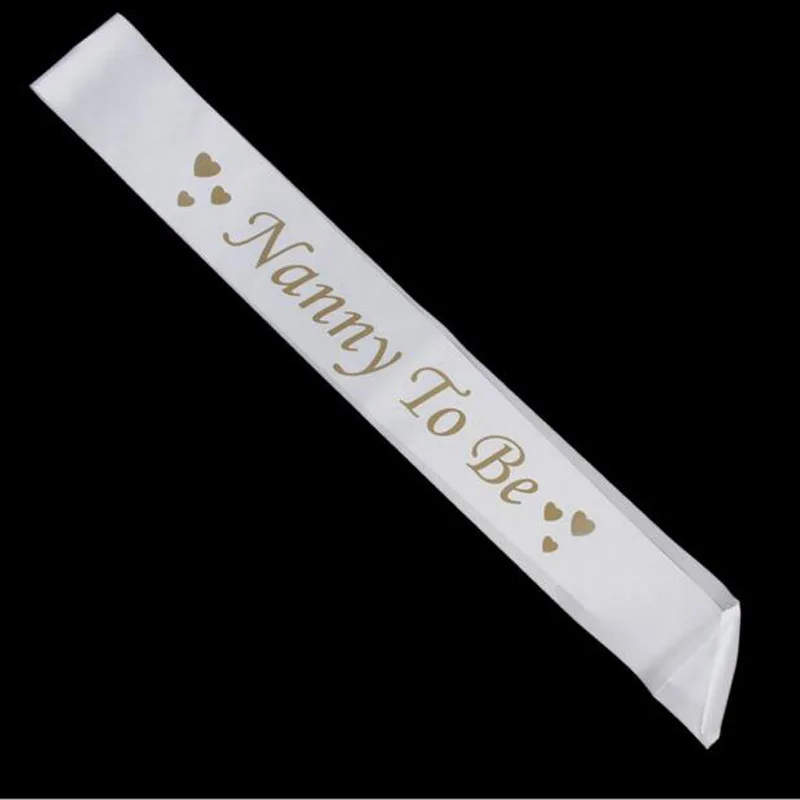 

20pcs Mummy To Be Satin Ribbon Sash with Footprint Nanny To Be Baby Shower Party Favor Sashes White