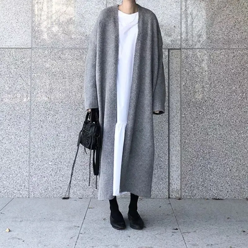 Long Cardigans Autumn Winter Women Knitted Sweater Coat Female Large Size Shawl Cape Jacket Coat Trench Parkas Solid Loose Coats