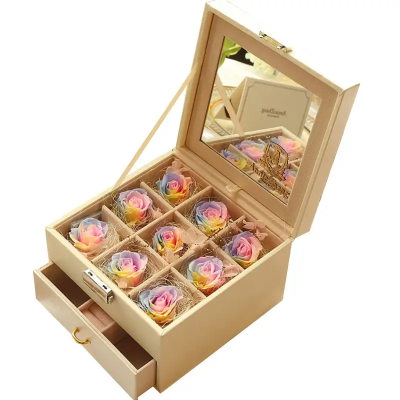 

Roses in A Box Everlasting Artificial Red Roses Hat Box Valentines Day Anniversa 72XF