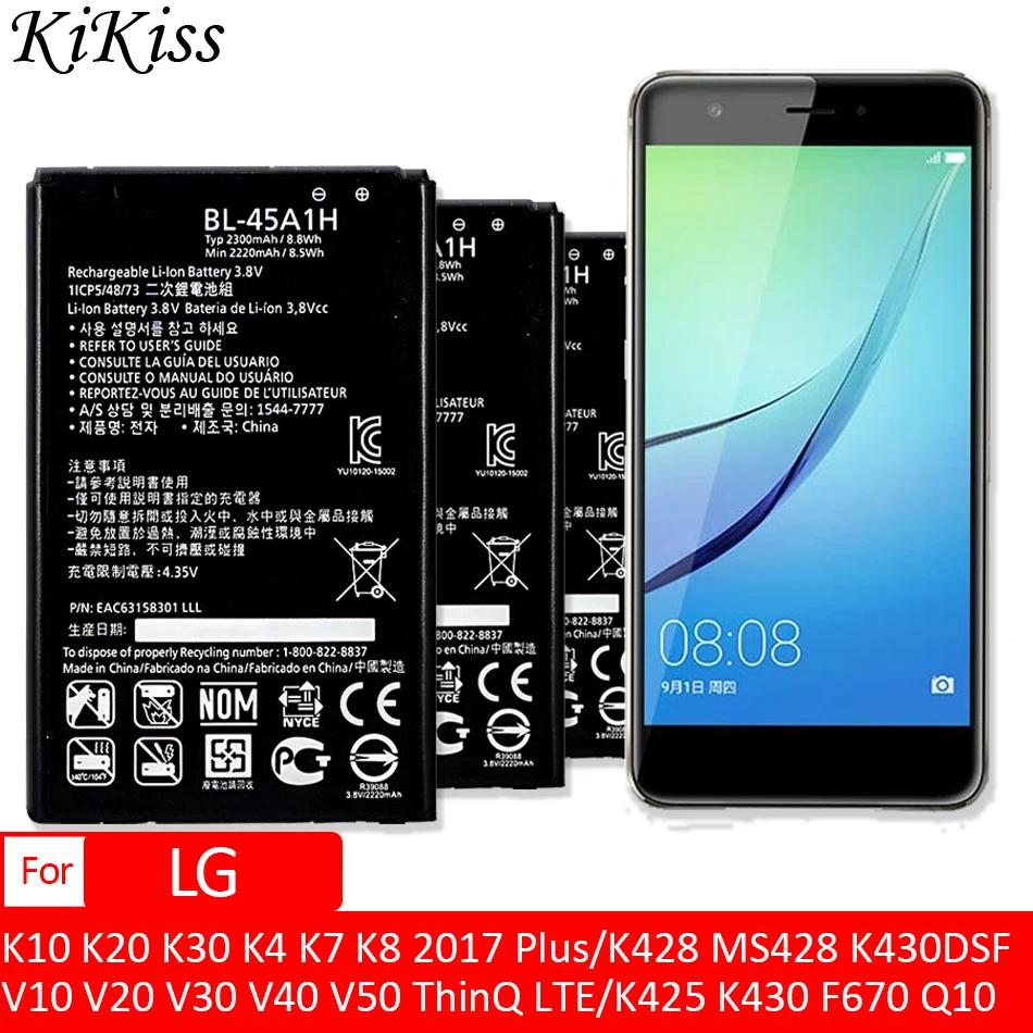 Аккумулятор BL-45A1H для LG K10 K20 K30 K4 K7 K8 2017 Plus/V10 V20 V30 V40 V50 ThinQ LTE K425 K428 MS428 K430DSF K430 F670 Q10 K420N |