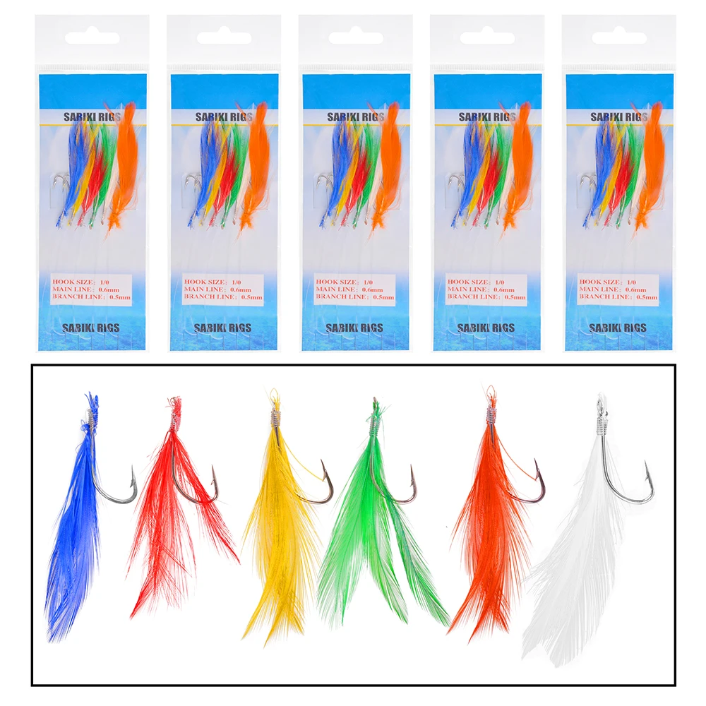 

15packs Colorful Feather Bait Lure Rigs 6 Arm Hooks Sea Fishing Baits Rigs Sea Saltwater Fishing Hook Rigs Fishing Tackle