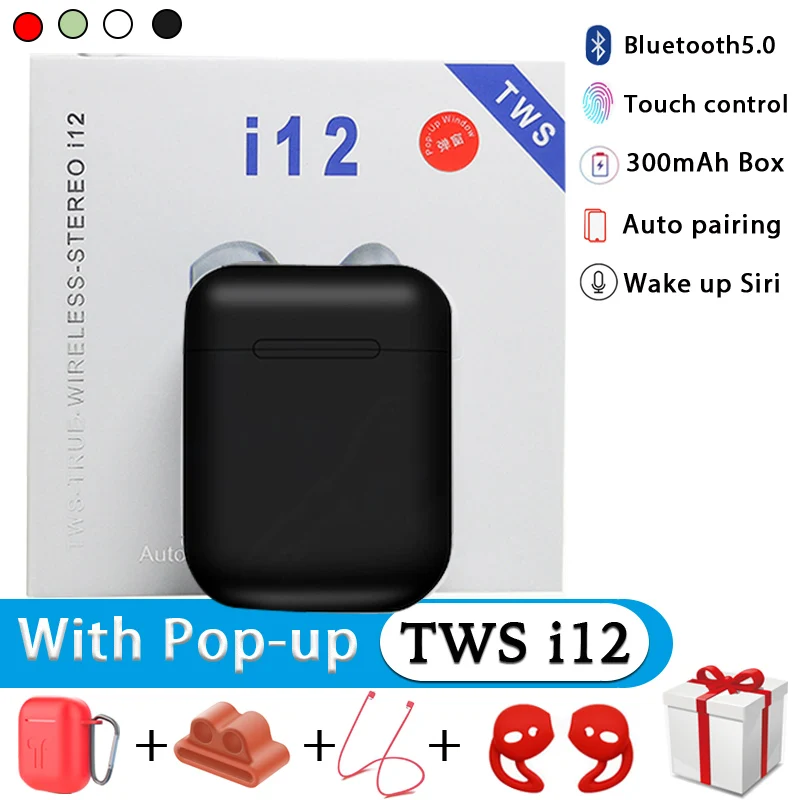 Настоящие беспроводные Bluetooth наушники 5 0 i12 TWS в аксессуары для наушников Чехлы