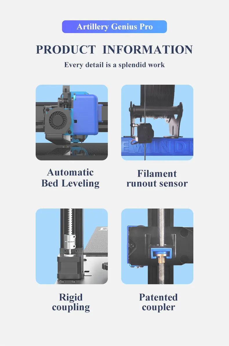 Artillery Genius Pro with Auto level Dual Z Axis 3D Drucker 3D Printer Print size 220*220*250mm carbon fiber 3d printer