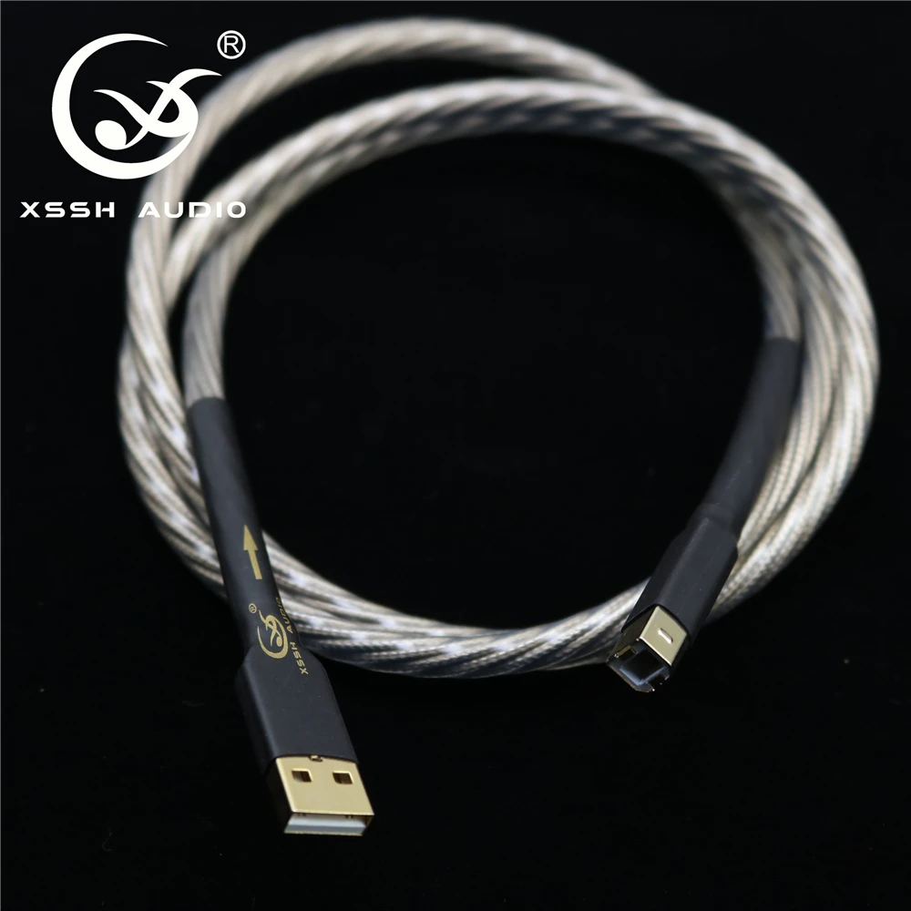 Hi Fi end A B Тип USB кабели XSSH аудио DIY Медь серебристого цвета из бескислородной меди