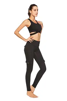 

Elastic tight military style peach peach hip buttocks leggings high waist pocket button quick-drying yoga pants women