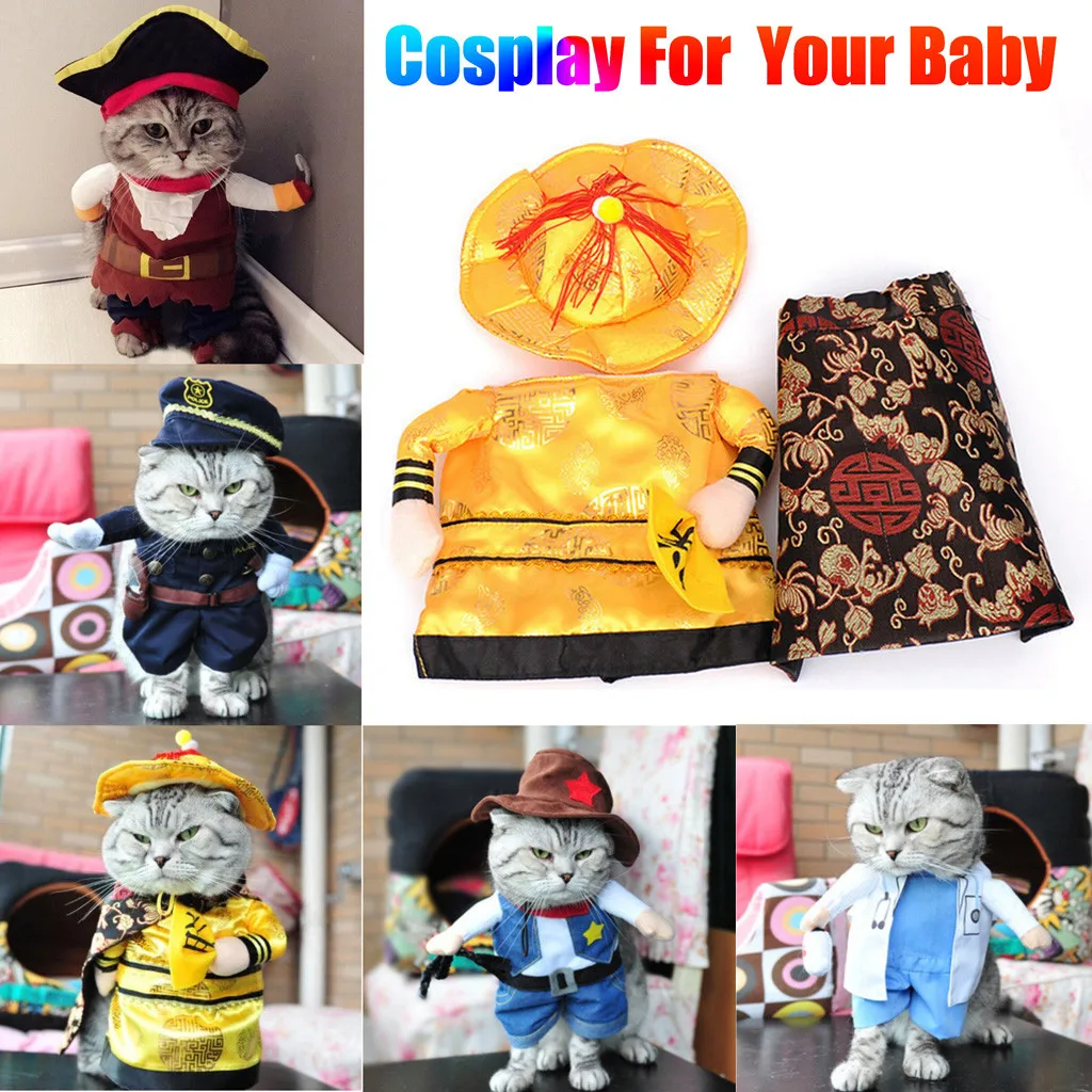 

Pet Clothes Cosplay Pirate Dogs Cat Halloween Cute Costume Clothing Comfort For Small Medium Dog New Arrival 2019