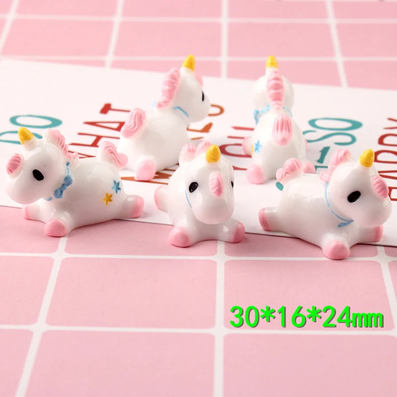 2pcs For Mini Fairy Garden Micro Landscape  Cartoon Animal Resin Craft Kawaii Resin Unicorn Figurine Miniature Statue Decoration