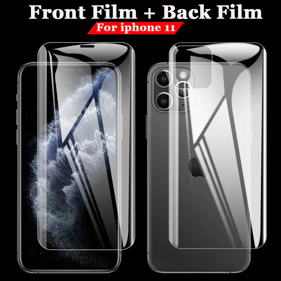 

Front Film + Back Film For IPhone 11 Pro Max Screen Protector Full Coverage Hydrogel Film For IPhone11 Soft Protective Sticker