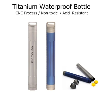 

Mini Storage Emergency Holder Box Waterproof Travel Pill Bottle Outdoor Portable Case Keychain Titanium EDC Tool