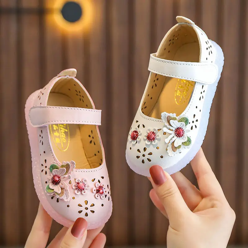 children's shoes for high arches 2022 Spring and Autumn Girls PU Leather Shoes Hollow Cute Princess Shoes Baby New Children's Dance Shoes Baby Girls Single Shoes best children's shoes