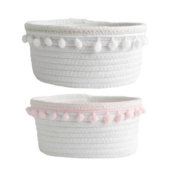 

2-Piece Cotton Rope Storage Basket Woven Nordic Simple Desktop Debris Cotton Thread Storage Box