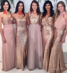 Блестящие 2019 дешевые платья подружки невесты до 50 Русалка v-образным вырезом Блестки Длинные свадебные платья для женщин
