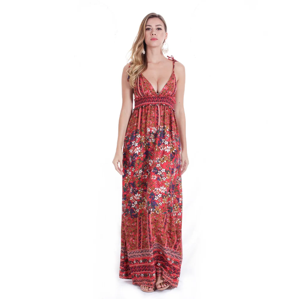 

WOMEN'S Dress Deep V Backless Camisole Nation Characteristics Dress Europe And America Fashion Bohemian Holiday Dress
