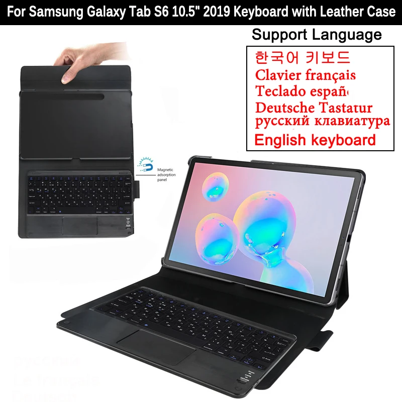 

Cover Keyboard For Samsung Galaxy Tab S6 10.5" 2019 T860 T865 T867 Detachable Bluetooth Tablet Keyboard with Leather Case