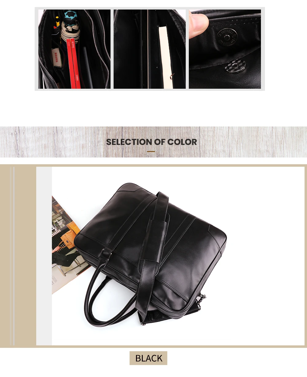 JOGUJOS обновленный черный мужской портфель из натуральной кожи мужской деловой портфель сумка для ноутбука Мужская сумка через плечо