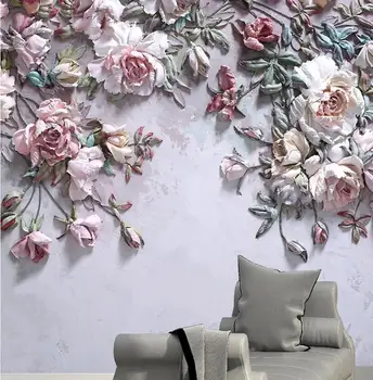 

CJSIR Custom Photo Wallpaper Papel De Parede 3D Embossed Rose Wall Covering Murals-3d Flooring Mural Wall Paper Home Decors