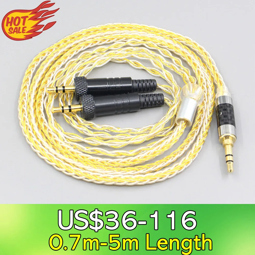 

LN007306 8 Core OCC Silver Gold Plated Braided Earphone Cable For Sony MDR-Z1R MDR-Z7 MDR-Z7M2 With Screw To Fix