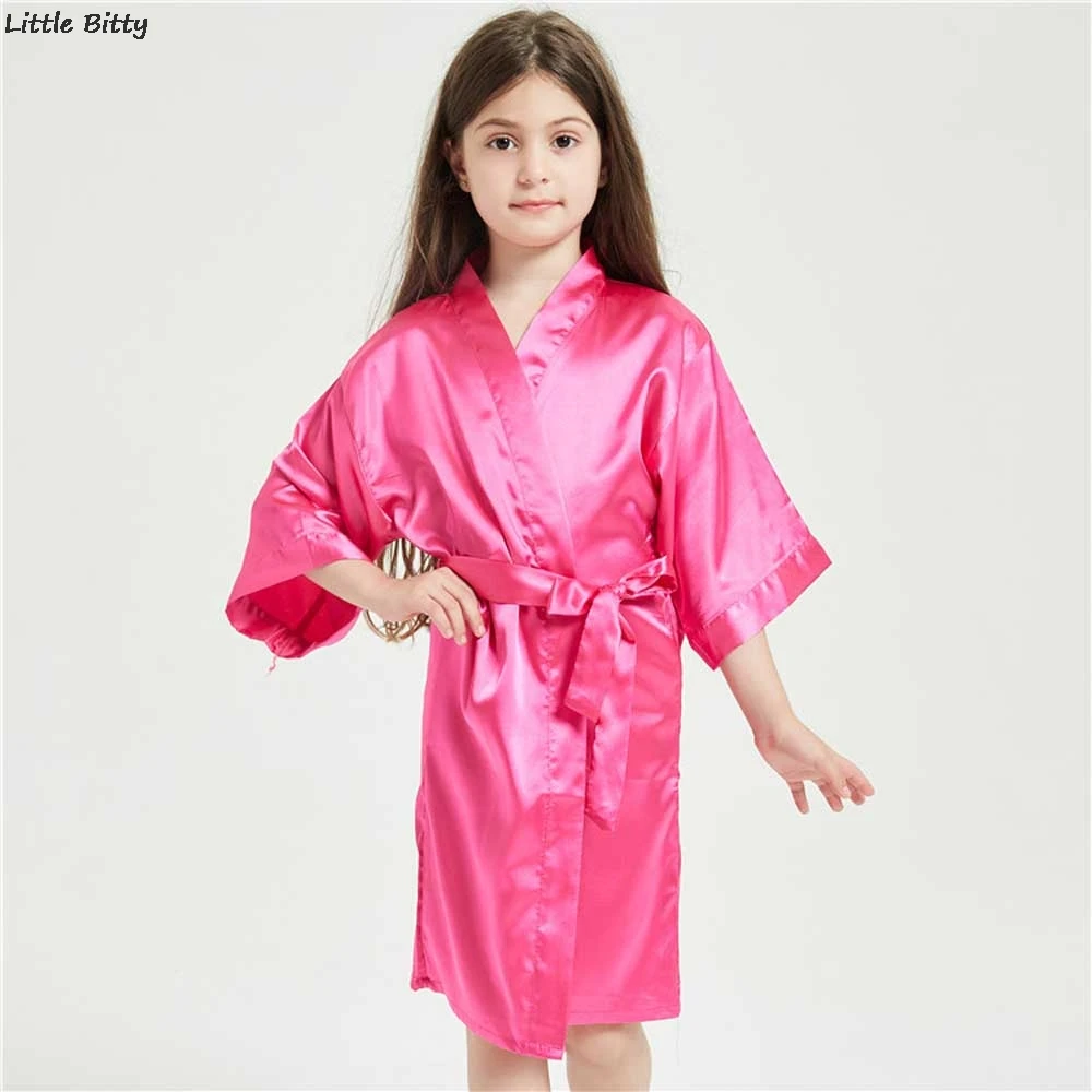 Wedding Party Robes for Girls Children Satin Pajamas Teen Girls Sleepwear Bathrobes for Children Silk Kimono Bathrobes Kids vintage nightgowns	