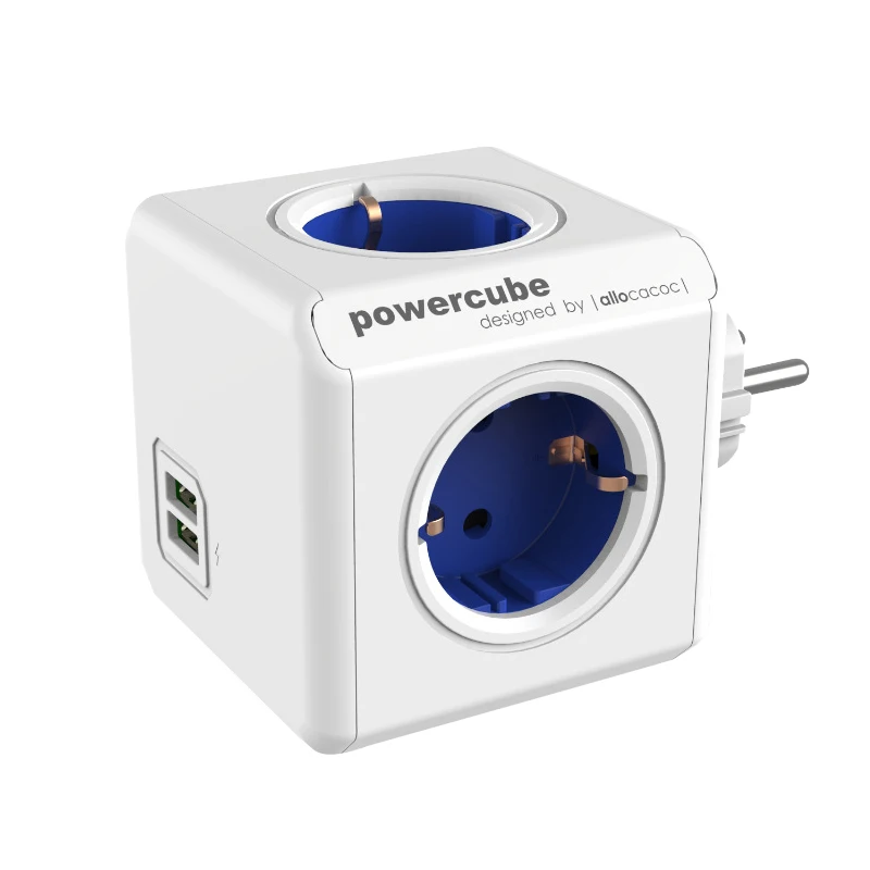

Power Strip EU Smart Socket Plug Travel Adapter Powercube Electric 2 USB 4 Outlets Extension Multi 3680W Home Charging
