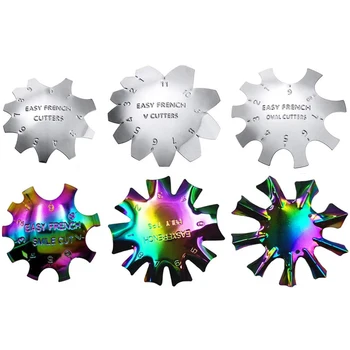 

6pcs Module French Edge Trimmer Set Template Nail Art Smile Line Acrylic Tool DIY Manicure Home Salon Multiple Size Professional