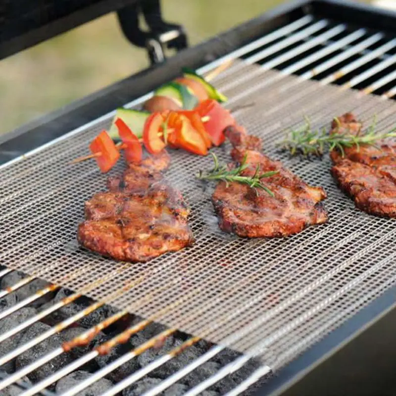 

1pc Non-stic BBQ Grill Mat Barbecue Baking Grid Shape Mat Heat Resistance Easily Cleaned Cooking Tools 30x40x0.2cm Outdoor