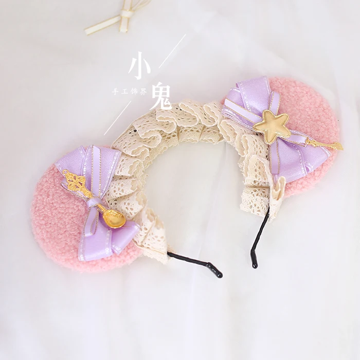 hair clasp Only Повседневная повязка на голову с медвежьими ушками в стиле Лолиты с милым бантом KC, аксессуары для волос Mori Girl, милый женский обруч для волос Kawaii, косплей, заколка для волос - Цвет: hair clasp Only
