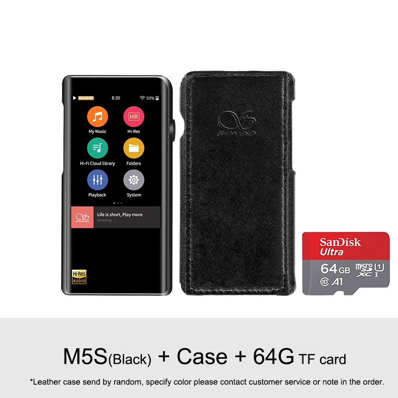 Shanling M5s Bluetooth Портативный Hi-Res музыкальный плеер MP3 2* AK4493EQ 2,5 мм сбалансированный выход Поддержка LDAC/Qualcomm aptX/AAC WiFi - Цвет: M5s black-case-64G TF