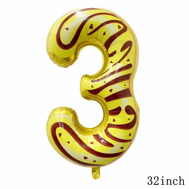 32Inch Donut Digital Foil Balloon Fruit Ice Cream Helium Balloon Birthday Party Decoration Kids Toy Sweet Digital Balloon Showe as picture