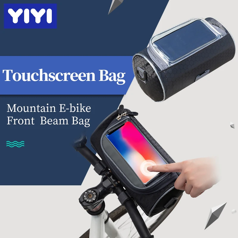 xunlei Borsa per Bici Borsa da Bicicletta Accessori per Ciclismo Touch Screen Impermeabile Telaio MTB Custodia per Tubo Anteriore Borsa da Bici da Strada per Telefono da 5,0 Pollici 