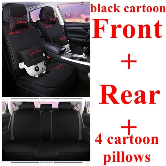 Передние+ задние автомобильные чехлы для Toyota corolla rav4 chr yaris Honda Fit Civic Suzuki Swift grand vitara Fiat Punto автомобильные аксессуары - Название цвета: cartoon black