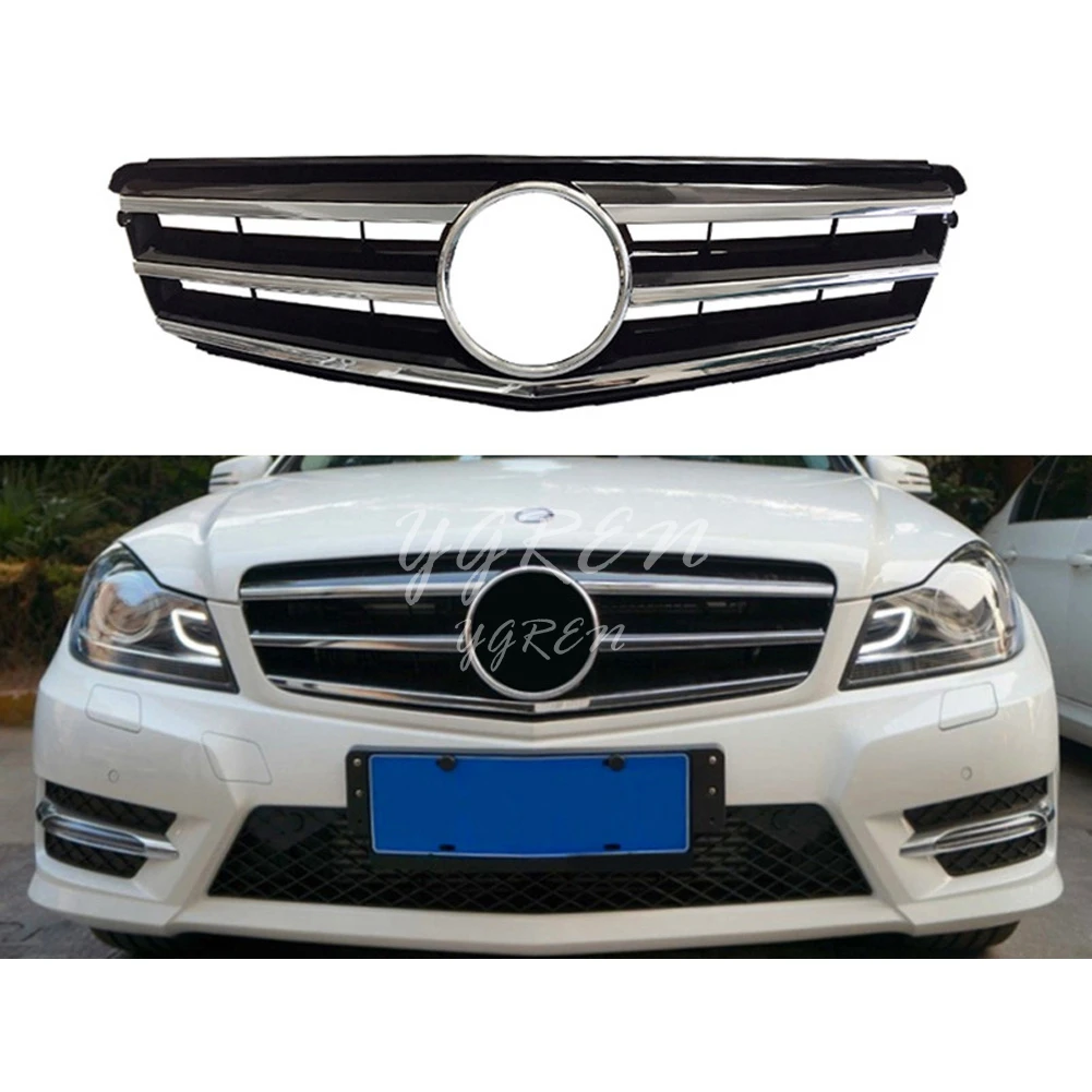 Передняя решетка подходит для Mercedes Benz C Class W204 C180 C200 C230 C300 C260 2008- Замена гоночных Грилей