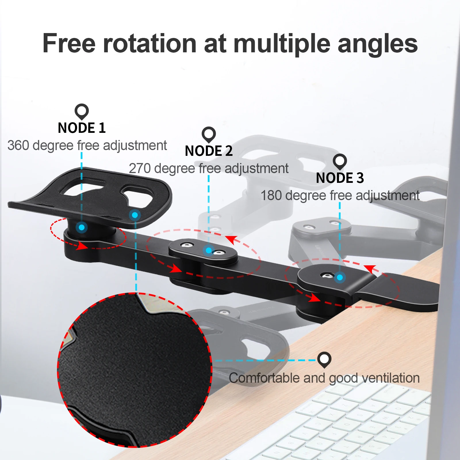 Apoio de Pulso Ergonômico Ajustável Apoio de Pulso Apoio para o Braço Suporte para Mouse 360 ° Rotativo Ombro Confortável - Imagem 3