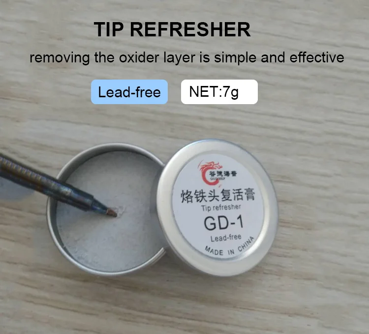 

Gudhep Lead free Soldering Iron Tip Refresher Clean Paste Oxide Solder Iron Tip Head Resurrection Repair Tools