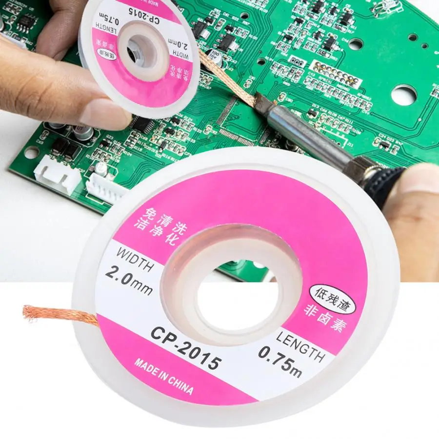 10 шт. 2,0 мм паяный фитиль демонтажный провод оплетки PCB припой для удаления припоя длина 0,75 м для печатной платы