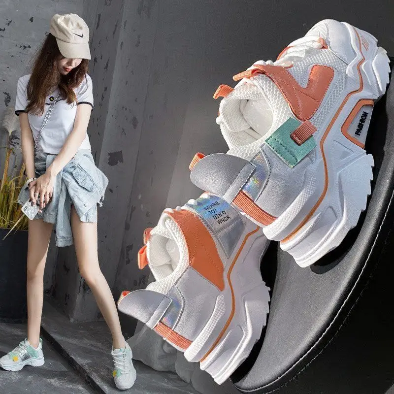 Женская обувь Кроссовки на массивном каблуке Дышащая модная платформе