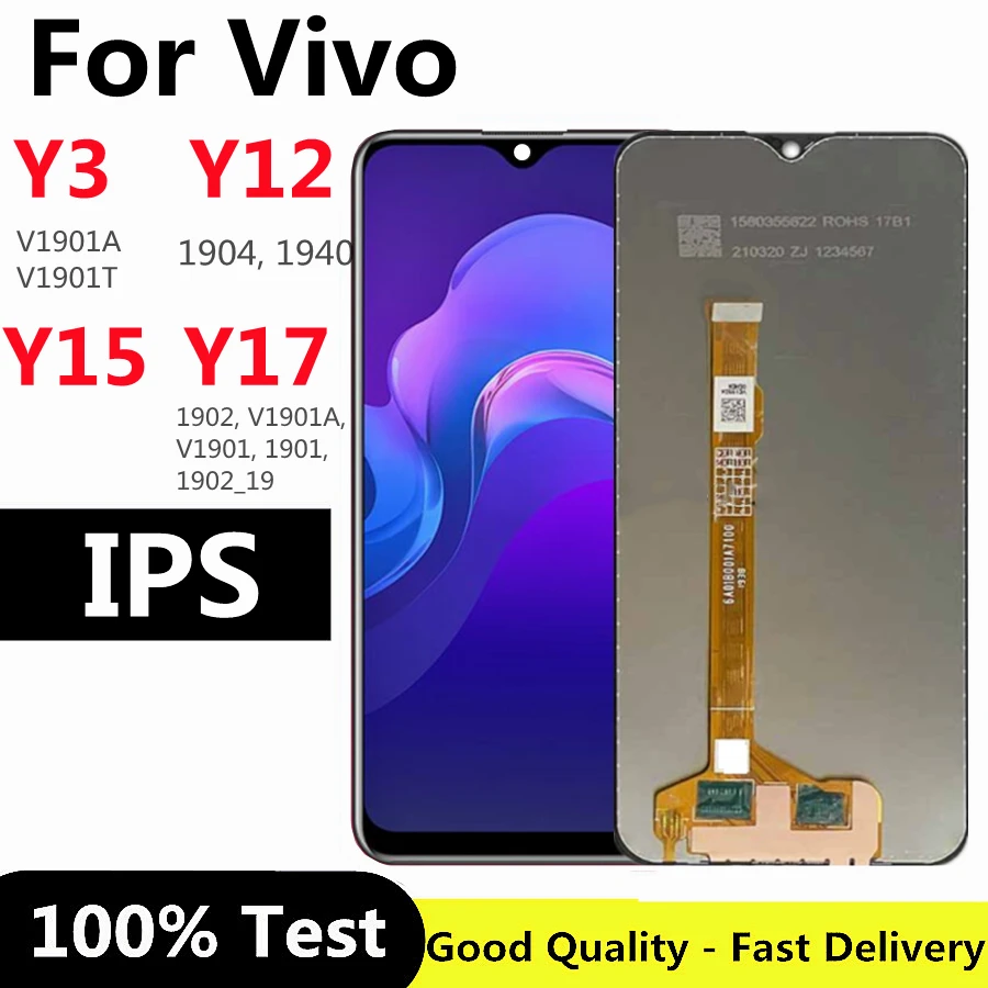 100% Test For Vivo Y3 / Y11 / Y12 / Y15 / Y17 LCD DIsplay Touch Screen  Digitizer Assembly Replacement 6.35 inch - AliExpress