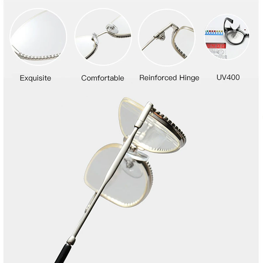 YDO Brand Rimless Glasses Frame Luxury Diamond Women Eyeglass Frame Vintage Prsecription Glasses Transparent Optical Eyeglasses