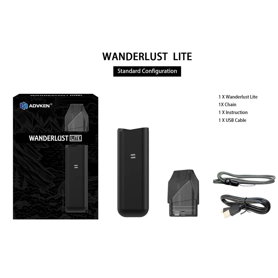 Vapken Lite Pod Vape Kit 1000 мАч батарея 2 мл емкость 1 Ом керамическая катушка комплекты