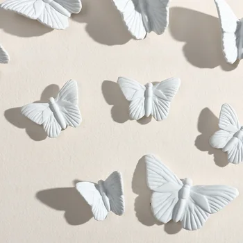 

Nordic Minimalist White Ceramic Butterflies for Living Room Background Wall Decoration Pendant 3D Butterfly Home Hanging Decor